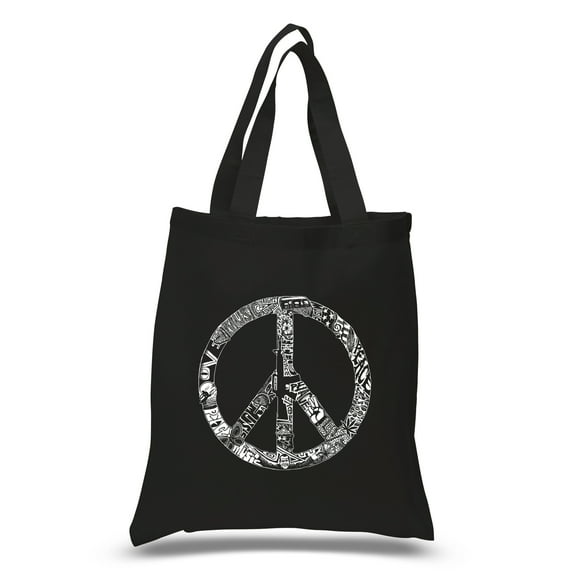 LA Pop Art Small Word Art Tote Bag - PEACE, LOVE, & MUSIC
