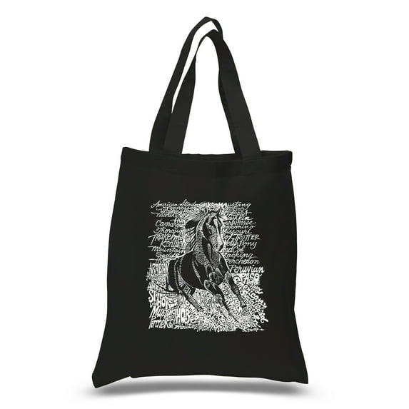 LA Pop Art Small Word Art Tote Bag - POPULAR HORSE BREEDS