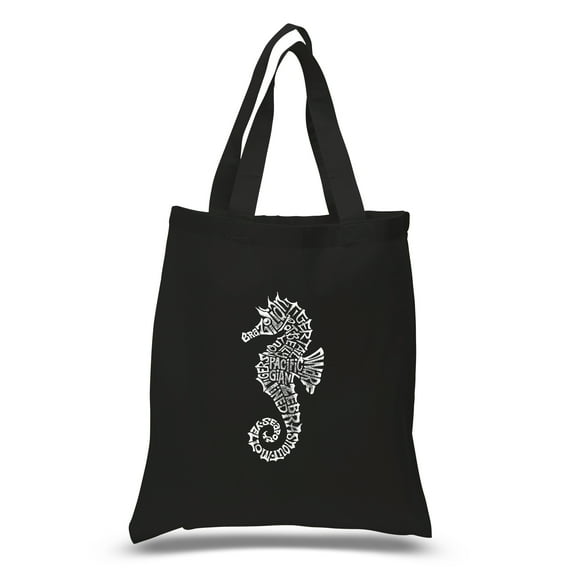 LA Pop Art Small Word Art Tote Bag - Types of Seahorse