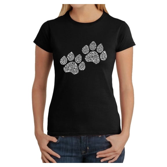 LA Pop Art Women's Dog Paw Word Art T-Shirt Black XXL NEW