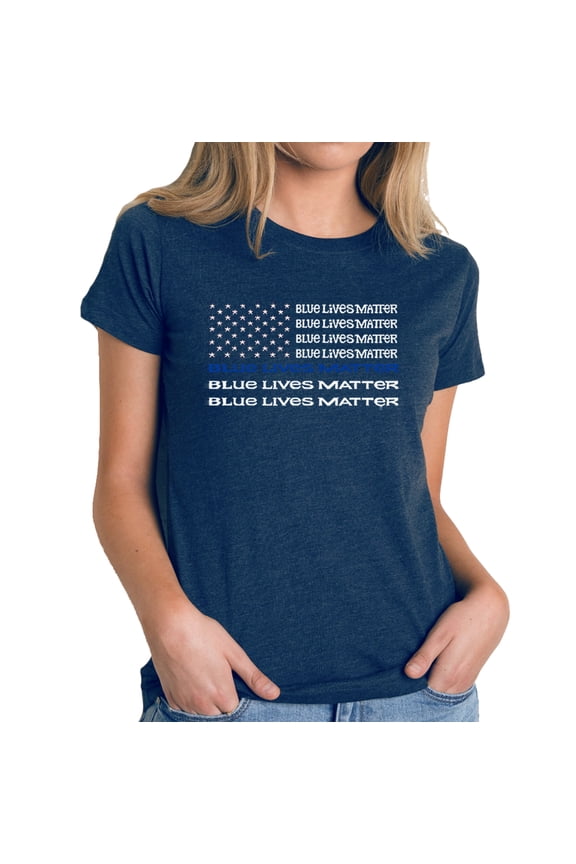Women's Premium Blend Word Art T-shirt - Blue Lives Matter