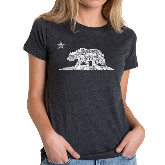 LA Pop Art Women's Premium Blend Word Art T-shirt - California Bear