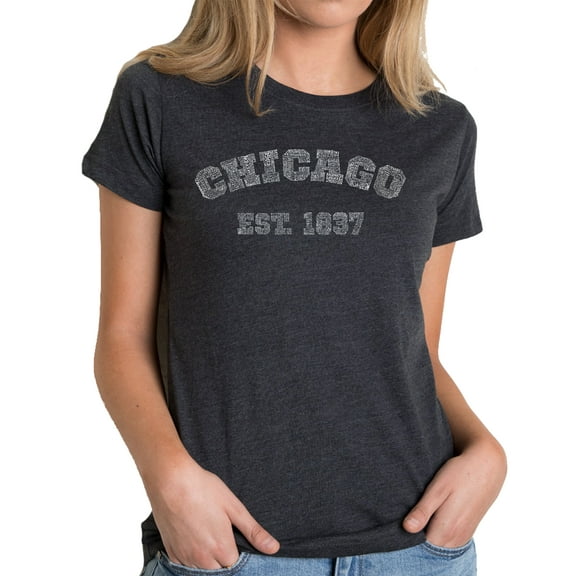 LA Pop Art Women's Premium Blend Word Art T-shirt - Chicago 1837