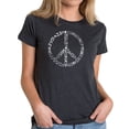 thumbnail image 1 of LA Pop Art Women's Premium Blend Word Art T-shirt - Different Faiths peace sign, 1 of 2
