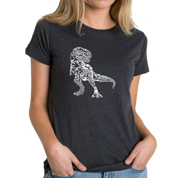 LA Pop Art Women's Premium Blend Word Art T-shirt - Dino Pics