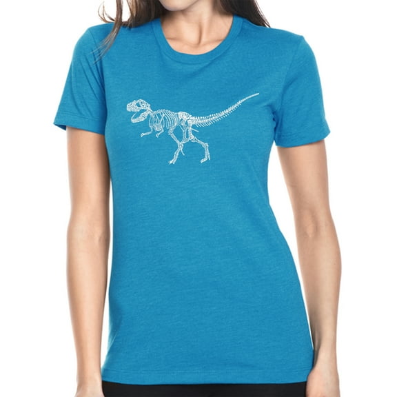LA Pop Art Women's Premium Blend Word Art T-shirt - Dinosaur T-Rex Skeleton