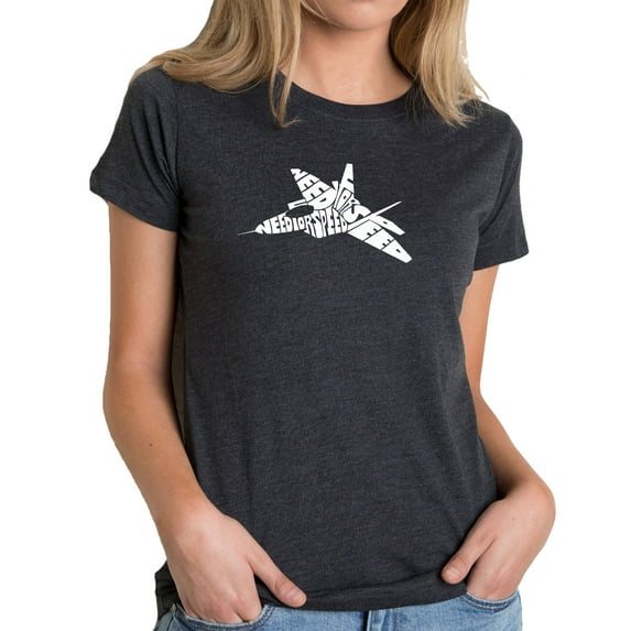 LA Pop Art Women's Premium Blend Word Art T-shirt - FIGHTER JET - NEED FOR SPEED