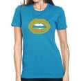 thumbnail image 1 of LA Pop Art Women's Premium Blend Word Art T-shirt - Gold Digger Lips, 1 of 2