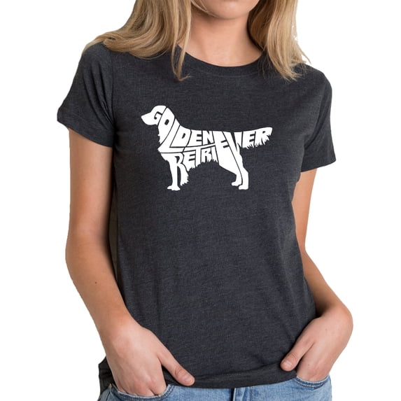 LA Pop Art Women's Premium Blend Word Art T-shirt - Golden Retreiver