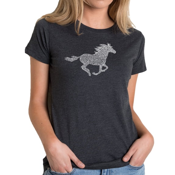 LA Pop Art Women's Premium Blend Word Art T-shirt - Horse Breeds