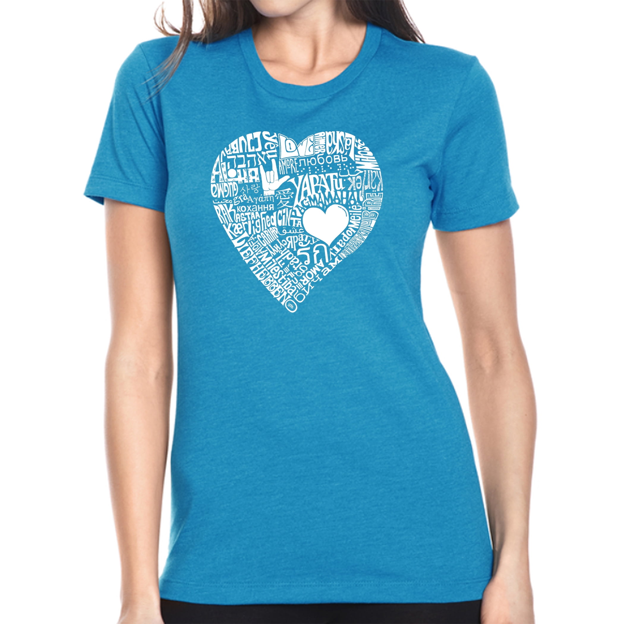 LA Pop Art Women's Premium Blend Word Art T-shirt - LOVE IN