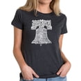 thumbnail image 1 of LA Pop Art Women's Premium Blend Word Art T-shirt - Liberty Bell, 1 of 2