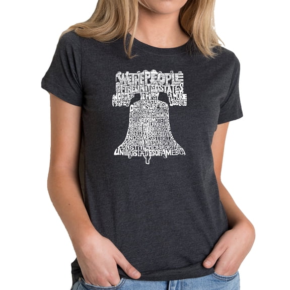 LA Pop Art Women's Premium Blend Word Art T-shirt - Liberty Bell
