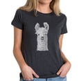 thumbnail image 1 of LA Pop Art Women's Premium Blend Word Art T-shirt - Llama, 1 of 2