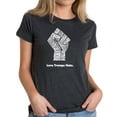 thumbnail image 1 of LA Pop Art Women's Premium Blend Word Art T-shirt - Love Trumps Hate Fist, 1 of 2