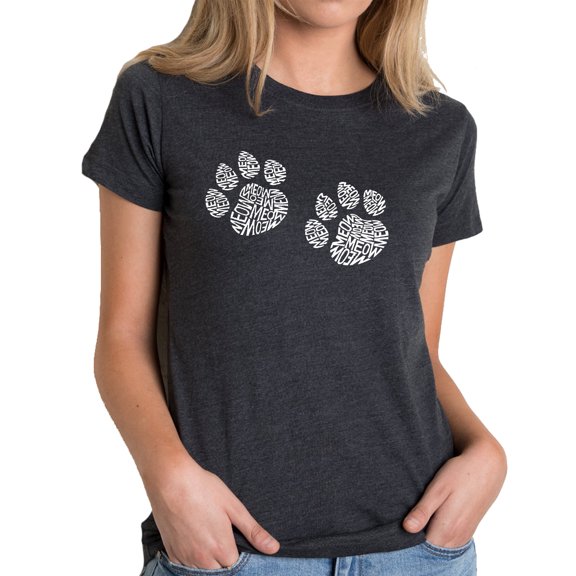 LA Pop Art Women's Premium Blend Word Art T-shirt - Meow Cat Prints
