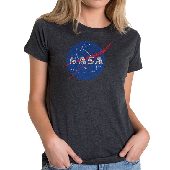 LA Pop Art Women's Premium Blend Word Art T-shirt - NASA's Most Notable Missions