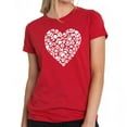 thumbnail image 1 of LA Pop Art Women's Premium Blend Word Art T-shirt - Paw Prints Heart, 1 of 2