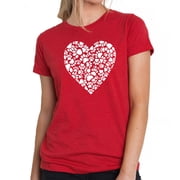 LA Pop Art Womens Premium Blend Word Art T-shirt - Paw Prints Heart