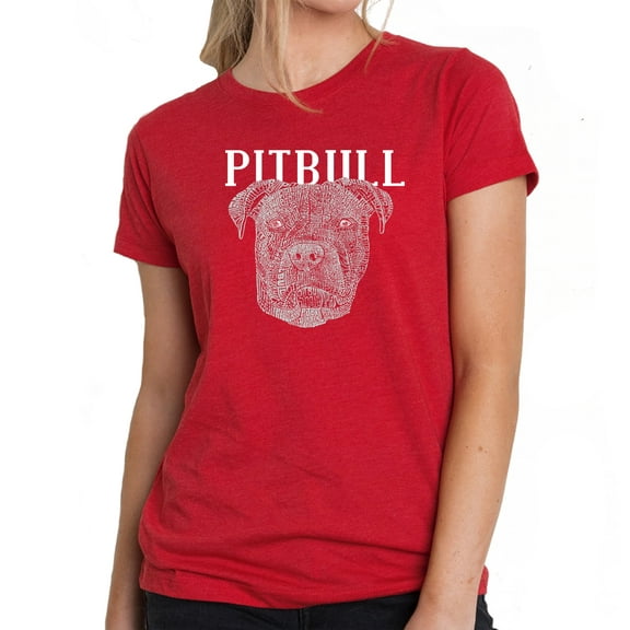 LA Pop Art Women's Premium Blend Word Art T-shirt - Pitbull Face
