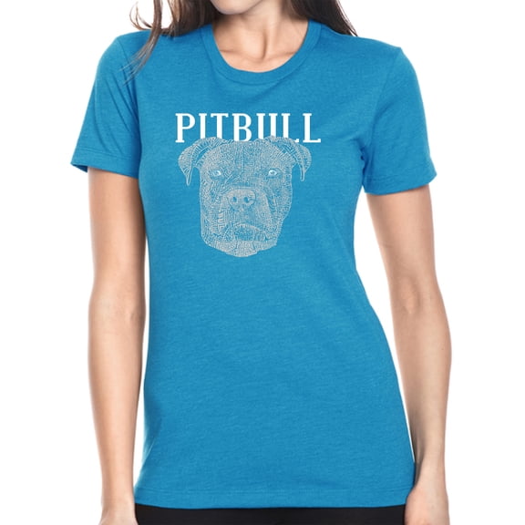LA Pop Art Women's Premium Blend Word Art T-shirt - Pitbull Face
