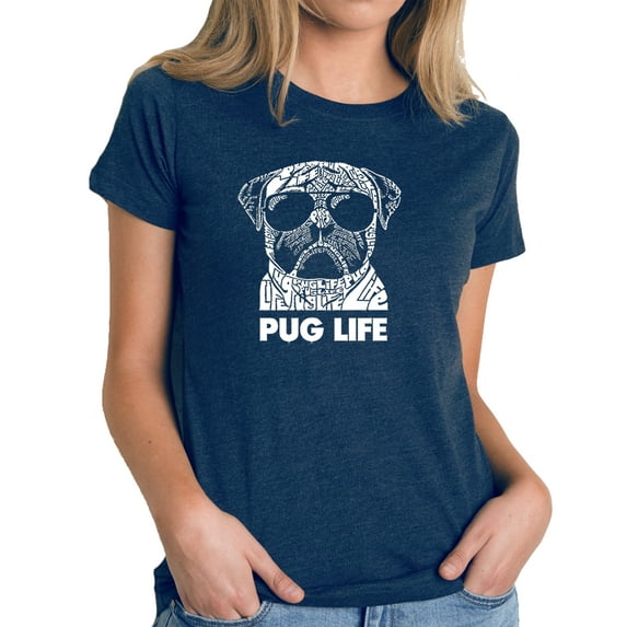 LA Pop Art Women's Premium Blend Word Art T-shirt - Pug Life