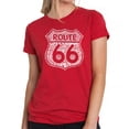 thumbnail image 1 of LA Pop Art Women's Premium Blend Word Art T-shirt - Route 66 - Life is a Highway, 1 of 2