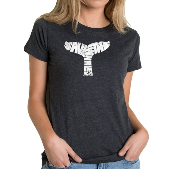 LA Pop Art Women's Premium Blend Word Art T-shirt - SAVE THE WHALES