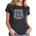 thumbnail image 1 of LA Pop Art Women's Premium Blend Word Art T-shirt - Stops Along Route 66, 1 of 2