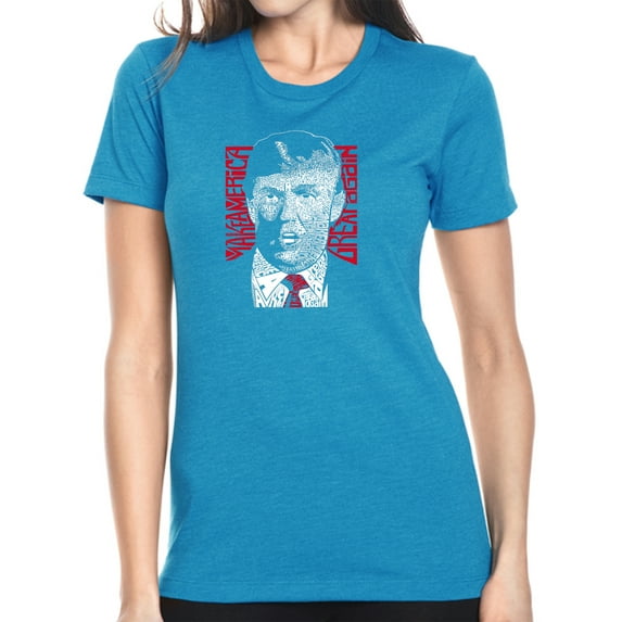 LA Pop Art Women's Premium Blend Word Art T-shirt - TRUMP - Make America Great Again