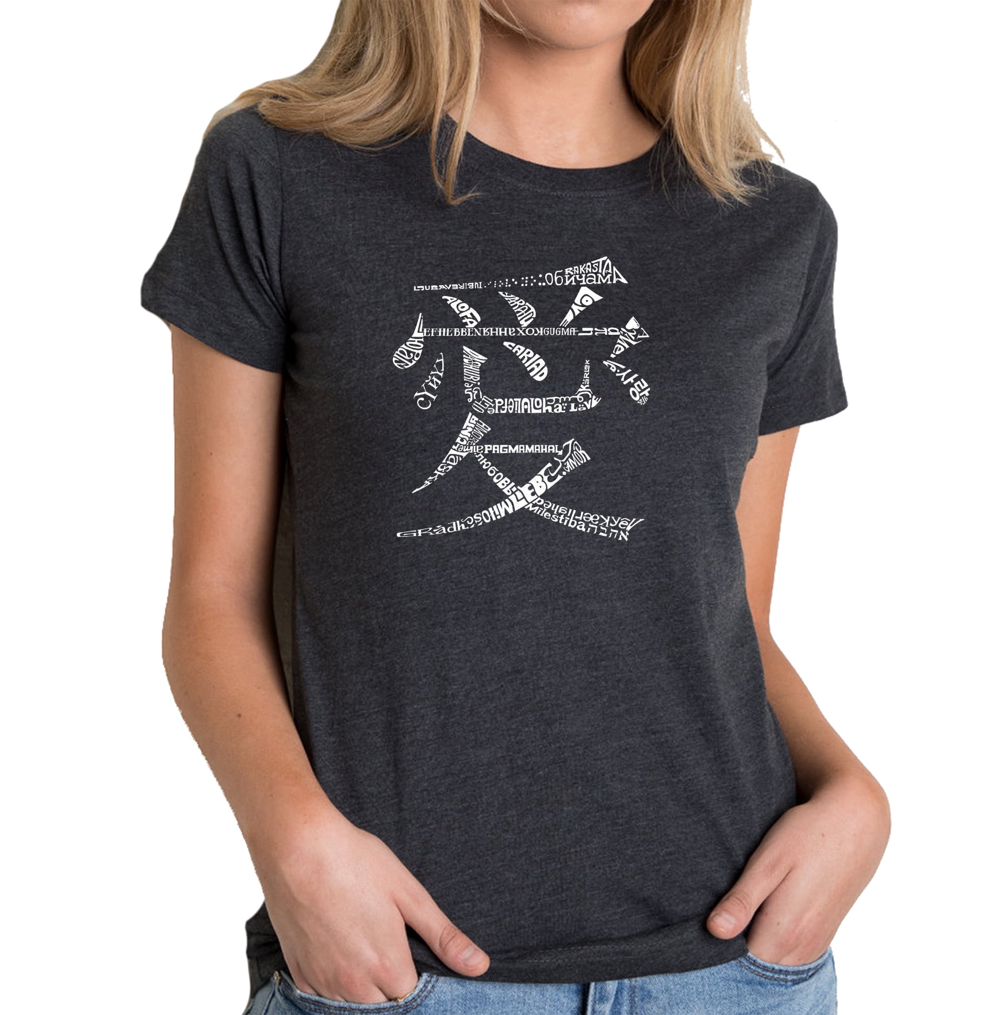 LA Pop Art Women's Premium Blend Word Art T-shirt - LOVE IN
