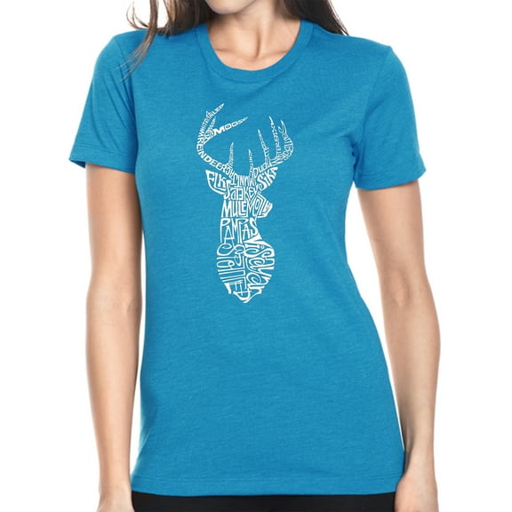 LA Pop Art Women's Premium Blend Word Art T-shirt - Types of Deer