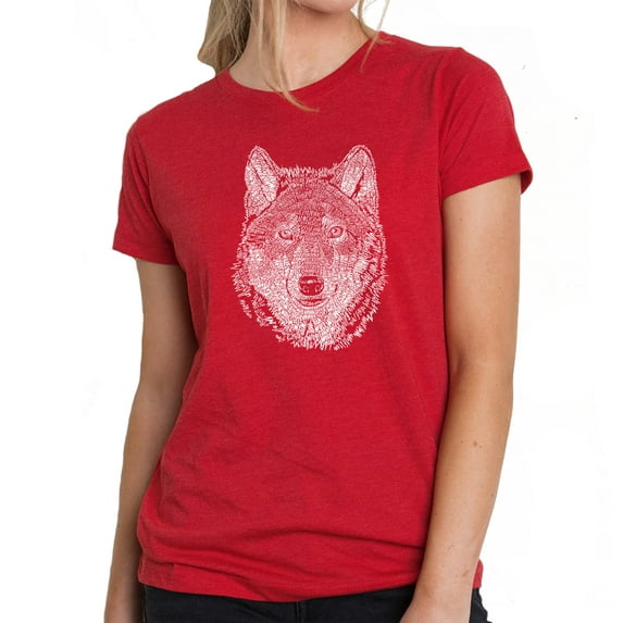 LA Pop Art Women's Premium Blend Word Art T-shirt - Wolf