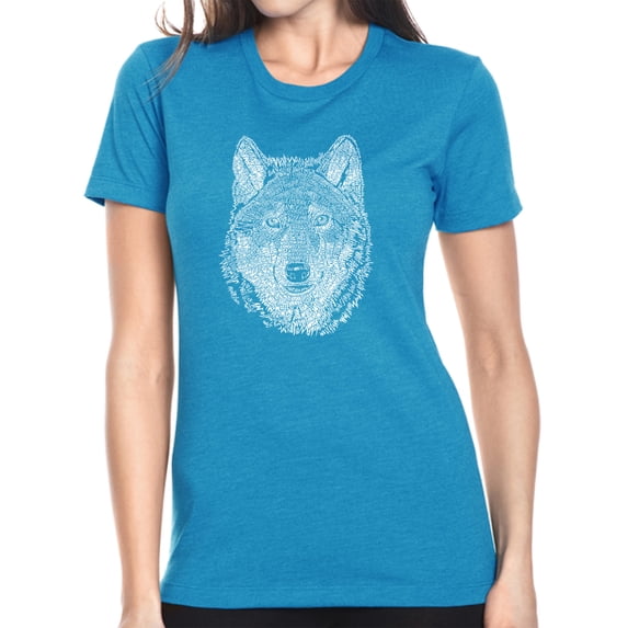 LA Pop Art Women's Premium Blend Word Art T-shirt - Wolf