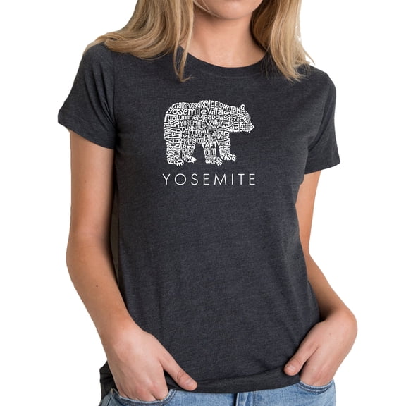 LA Pop Art Women's Premium Blend Word Art T-shirt - Yosemite Bear