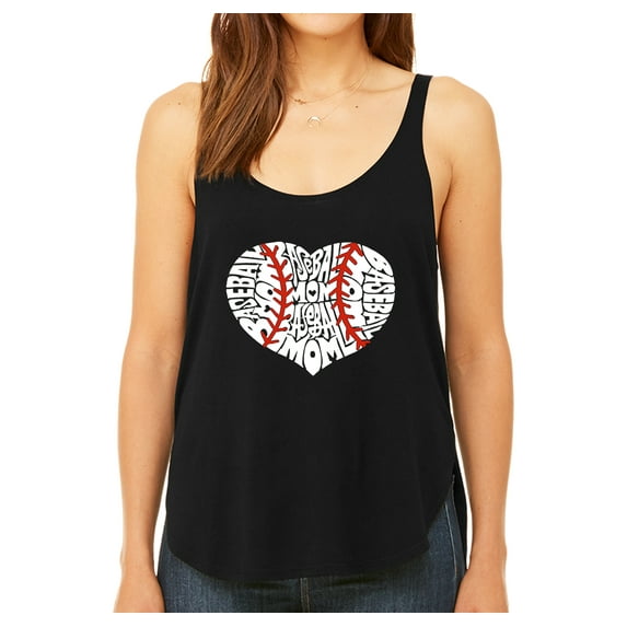 LA Pop Art Women's Premium Word Art Flowy Tank Top - Baseball Mom