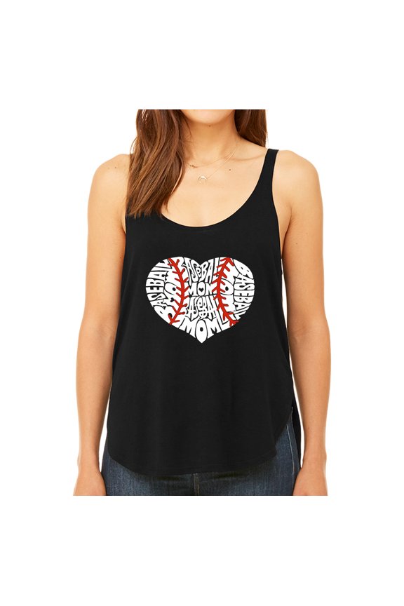 Women's Premium Word Art Flowy Tank Top - Baseball Mom