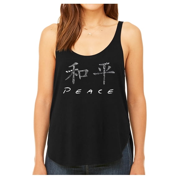 LA Pop Art Women's Premium Word Art Flowy Tank Top - CHINESE PEACE SYMBOL