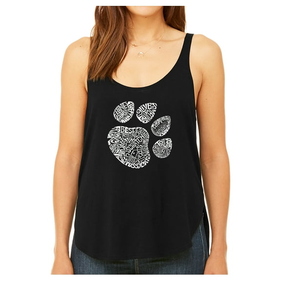 LA Pop Art Women's Premium Word Art Flowy Tank Top - Cat Paw