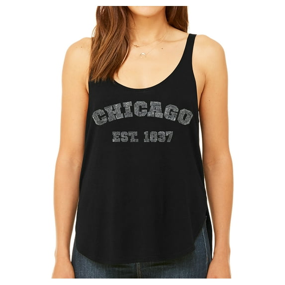 LA Pop Art Women's Premium Word Art Flowy Tank Top - Chicago 1837
