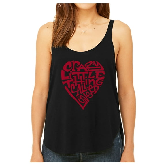 LA Pop Art Women's Premium Word Art Flowy Tank Top - Crazy Little Thing Called Love