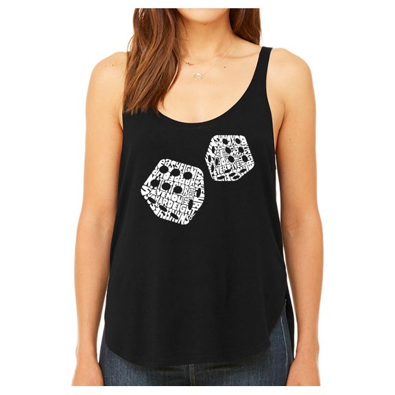 LA Pop Art Women's Premium Word Art Flowy Tank Top - DIFFERENT ROLLS THROWN IN THE GAME OF CRAPS