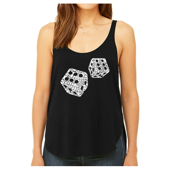 LA Pop Art Women's Premium Word Art Flowy Tank Top - DIFFERENT ROLLS THROWN IN THE GAME OF CRAPS