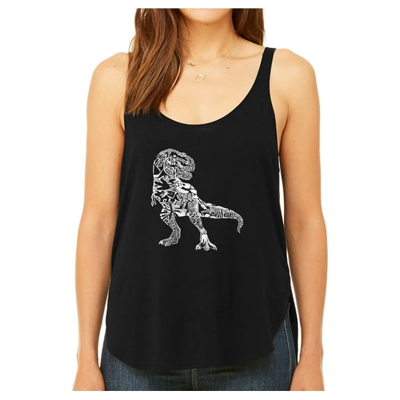 LA Pop Art Women's Premium Word Art Flowy Tank Top - Dino Pics