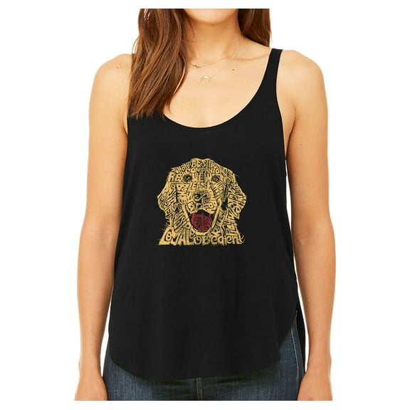 LA Pop Art Women's Premium Word Art Flowy Tank Top - Dog