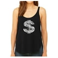 thumbnail image 1 of LA Pop Art Women's Premium Word Art Flowy Tank Top - Dollar Sign, 1 of 2