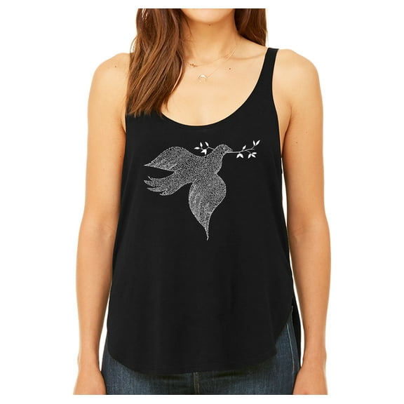LA Pop Art Women's Premium Word Art Flowy Tank Top - Dove