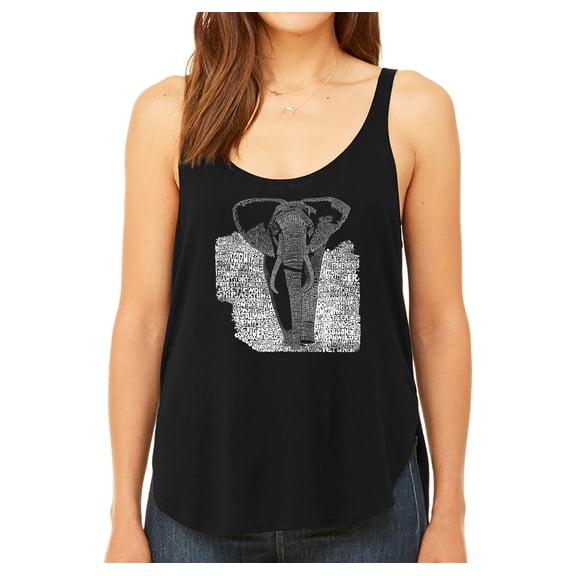 LA Pop Art Women's Premium Word Art Flowy Tank Top - ELEPHANT