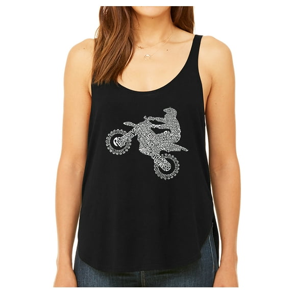 LA Pop Art Women's Premium Word Art Flowy Tank Top - Freestyle Motocross - FMX