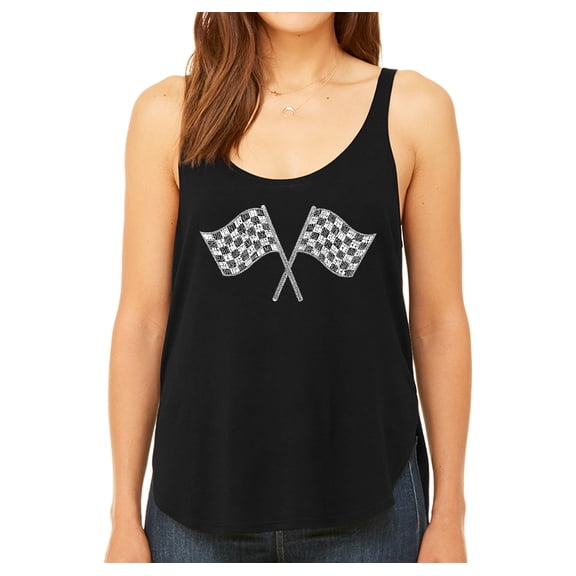 LA Pop Art Women's Premium Word Art Flowy Tank Top - NASCAR NATIONAL SERIES RACE TRACKS